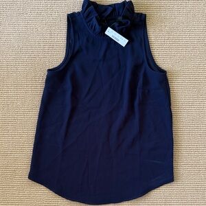 J. Crew Navy Sleeveless Ruffle Top